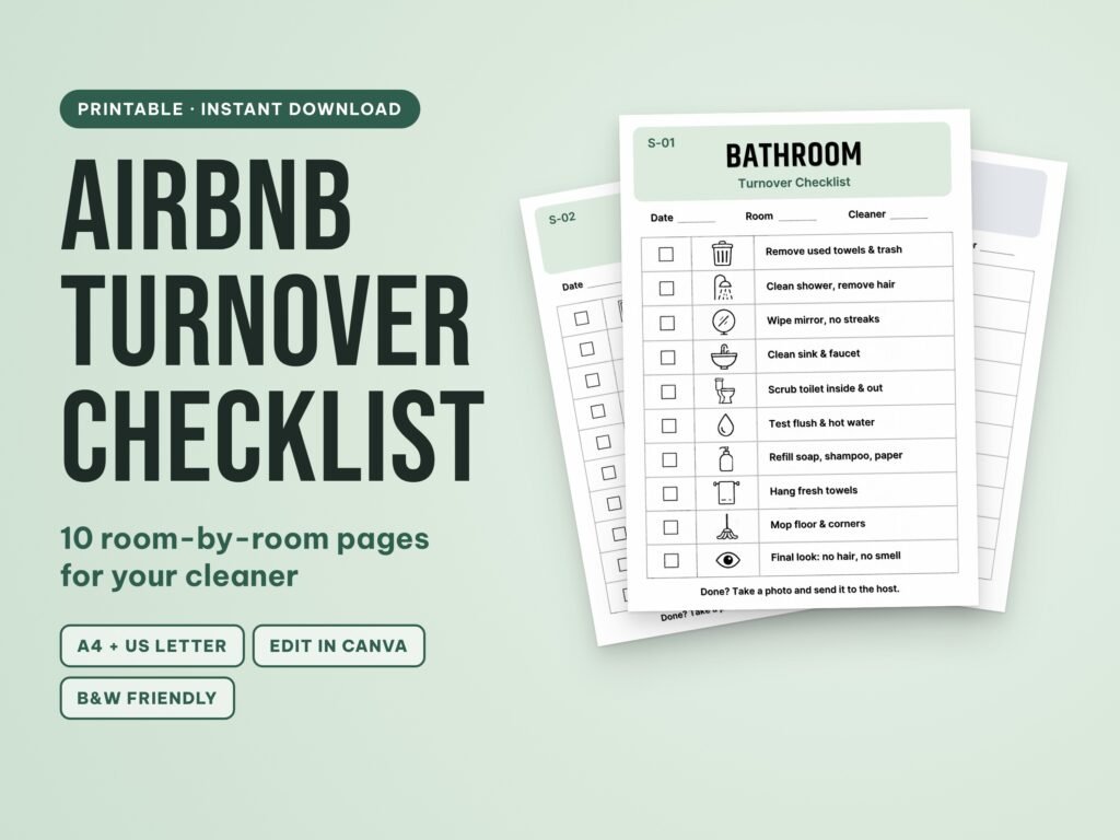 Airbnb turnover cleaning checklist printable
